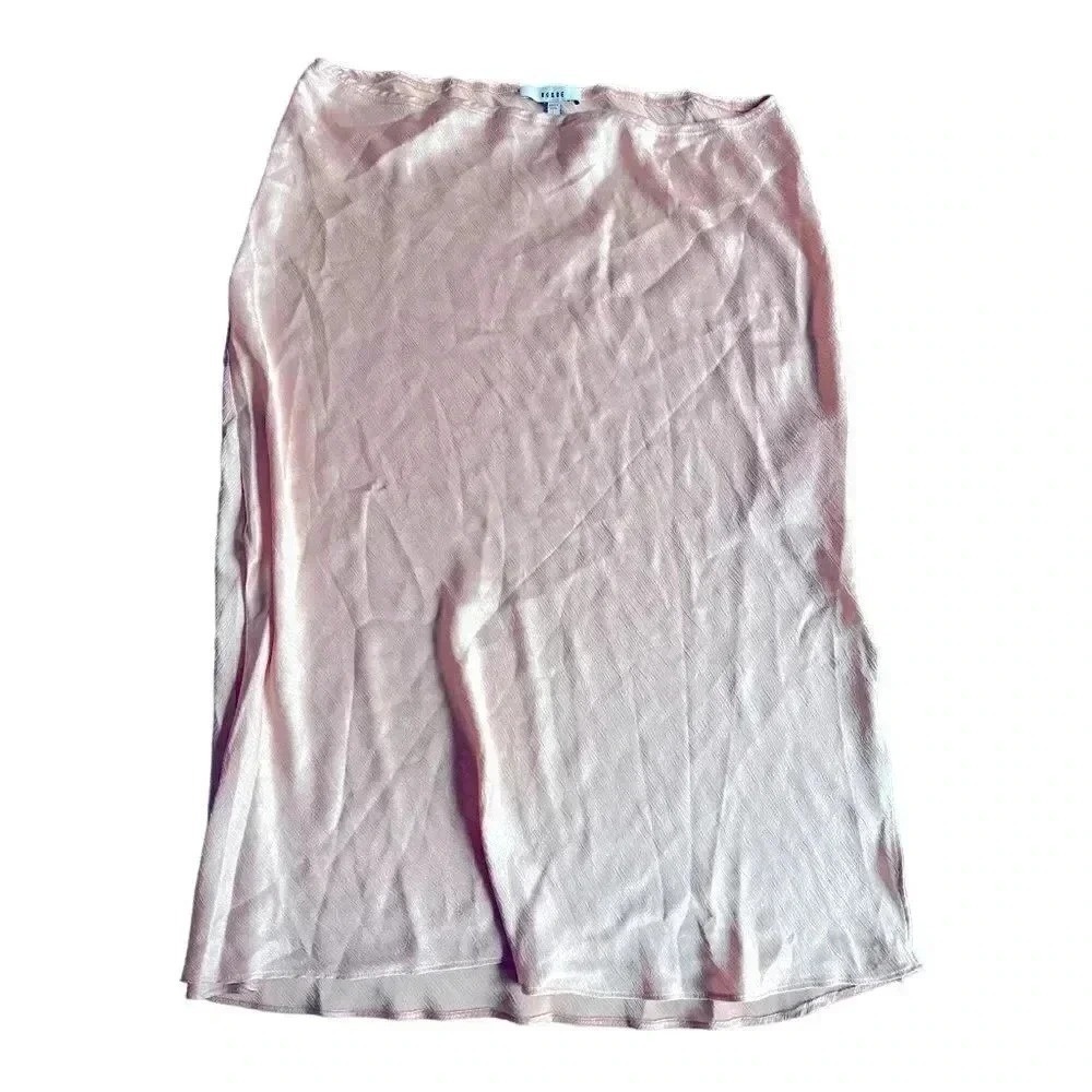Elegant Blush Pink Midi Skirt Soft Flowy Feminine Casual to Dressy F18